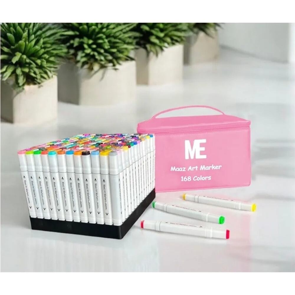 Art Markers, 168 Colors Dual Tip Permanent Art Markers for Coloring By MAAZ